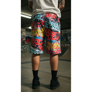 Short de bain pour hommes avec logo personnalisé en coton noir décontracté uni avec motif solide-Vente en gros d'impression numérique - Product Image 6