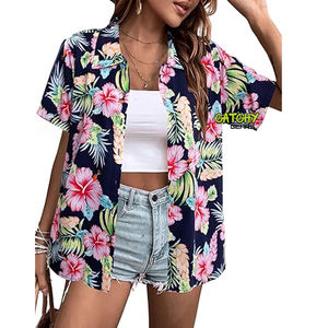 Prix d'usine en gros CATCHY GEARS Tissu sergé à imprimé floral tribal hawaïen Style urbain Impression 3D personnalisée Manches courtes - Product Image 1