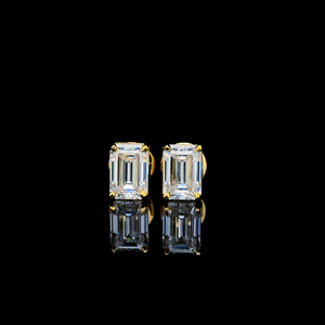 Boucles d'oreilles classiques en argent sterling 925 avec émeraude cultivée en laboratoire de 2 carats et 1 carat chaque conception de diamant CVD - Product Image 2