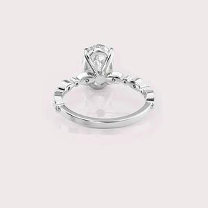 IGI Certified Oval Shape Lab Created Diamond Engagement Ring <b>Solid</b> 925 Sterling <b>Silver</b> Vintage Style Bridal Ring - Product Image 4