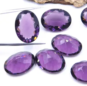 Pedra de ametista de cristal hidro solta com corte oval para fazer joias pedras preciosas soltas