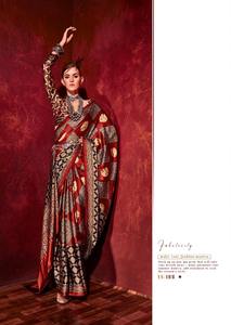 เสื้อซารีซาตินแบบบอลลีวู้ดหนักและสวยสไตล์โมเดิร์นอินเทรนด์พิมพ์ลายจากผู้ผลิตจาก surat - Product Image 4