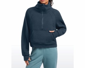 เสื้อสเวตเชิ้ตผู้หญิงแบบมีซิป 1/4  ผ้าฟลีซเนื้อหนา ดีไซน์โอเวอร์ไซส์  แบบถัก - Product Image 6