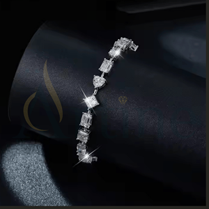 Pulsera de bisel de diamantes de moissanita de Plata de Ley 925, regalo para Ella y él, pulsera de diamantes de moissanita - Product Image 1