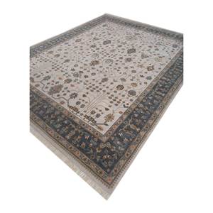 Cyanna <b>Boho</b> Floral Wool <b>Rugs</b> Hand Knotted 9x12 Ivory Rectangle for Home Living Room and Bedroom EPR-1512 - Product Image 2