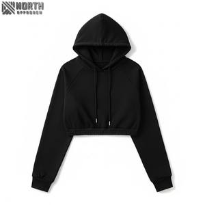 Personalizar las mujeres sudaderas con capucha de moda al por mayor de alta calidad recortada Sudadera con capucha Mujer 450 GSM - Product Image 1