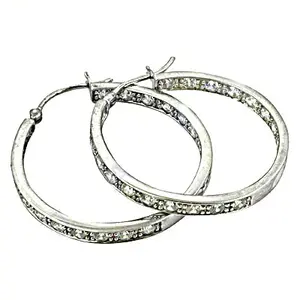 Bijoux de mode pour femmes Boucles d'oreilles créoles en argent avec pierres CZ Boucles d'oreilles en cristal - Product Image 3