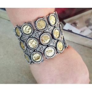 Bracelet antique en argent sterling 925, motif Constantinople, avec pièces de monnaie, bijou de collection culturelle, 174,5g, serti clos, pour femme - Product Image 5