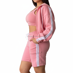 Ensemble de sport côtelé sans couture 3 pièces pour femme, avec logo personnalisé, tenue de yoga asymétrique à une épaule, vente en gros - Product Image 1