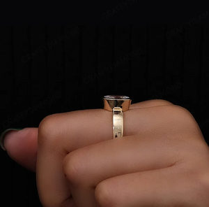 Conjunto de bisel solitario 925 chapado en oro amarillo 2,0 quilates VVS1 D corte ovalado moissanite anillo de boda regalo de aniversario joyería hecha a mano - Product Image 4