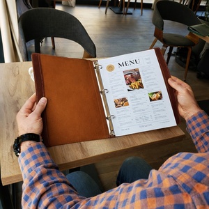 Custom Brown Leather Display <b>Warmer</b> Handmade Embossed Manual for Restaurant <b>Wine</b> List Hotel Dining - Product Image 6