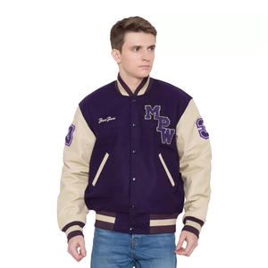 Blousons universitaires d'hiver pour hommes fabriqués en usine, avec patchs brodés personnalisables sur le devant, 100 % polyester, style urbain - Product Image 1