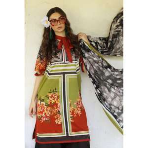 Conjunto de Traje de 3 Piezas para Mujer, Sin Costuras, en Gasa Gris y Verde, 100% Algodón Transpirable - Product Image 6