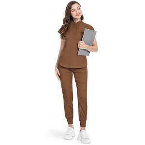 Conjuntos de uniformes de enfermera con cuello en V y logotipo personalizado para hombres y mujeres, dentista, enfermeras, Hospital, Top, pantalones para correr, trajes de uniformes dentales de lona - Product Image 2