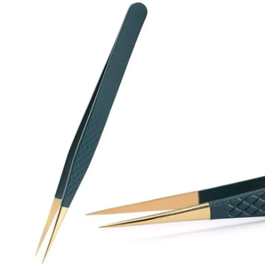 Ensemble de pinces à épiler professionnelles en acier inoxydable pour extensions de cils, étiquette privée personnalisée, étui noir et or, Zullo Industries - Product Image 2