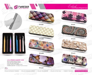 Pince à épiler professionnelle pour extension de cils à poignée diamantée Matériau en acier inoxydable Services OEM Fournitures de beauté de marque privée - Product Image 5