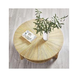Table basse ronde moderne en bois massif, table d'appoint minimaliste - Product Image 1