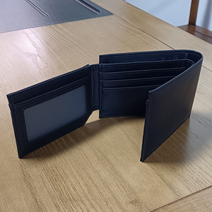 GENTS GARB Cartera de cuero minimalista para hombre Forro de cuero genuino Durable Gran capacidad Longitud corta Cierre personalizado - Product Image 3