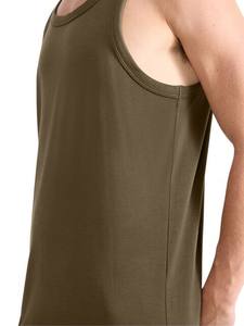 Camiseta sin mangas de algodón esencial para hombre, camiseta sin mangas para fitness informal y ropa deportiva, cuello cuadrado, logotipo personalizado de Color sólido - Product Image 3