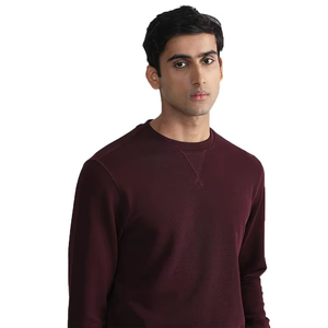 Dernier style 2025 sweat uni confort surdimensionné hommes sweat Jogging porter à manches longues basiques coton mélangé - Product Image 4