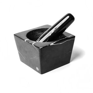 Mortero y pilón de mármol negro Makrana, juego de utensilios de cocina naturales hechos a mano al mejor precio en India, productos hechos a mano, Makrana Negro - Product Image 2