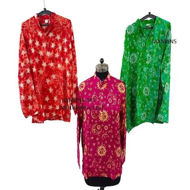 레이온 인쇄 남녀 공용 kurta 레이온 인쇄 셔츠 인도에서 레이온 kurta 인쇄