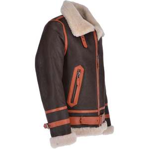 Chaquetas de piel auténtica para hombre, chaqueta de piel de oveja para hombre, nuevo diseño 2025, chaqueta de invierno Bomber impermeable de piel sintética, talla personalizada - Product Image 3