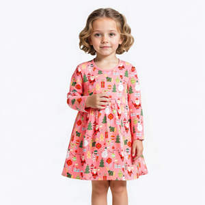 Vêtements d'été 100% Robes de bébé fille en coton Robes décontractées pour femmes Robe d'enfant tricotée à manches courtes, robe, motifs de bébé pour enfants - Product Image 2