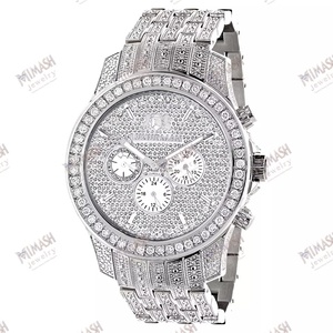 Montre en diamant de luxe pour hommes avec chronographe 2ct Escalade pour hommes bijoux de mode pour hommes montre plaquée argent massif - Product Image 1