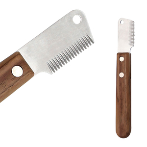 Venta al por mayor de buena calidad Striping Groomer Tool Mango de madera Pet Dog Grooming Stripping Knife - Product Image 4