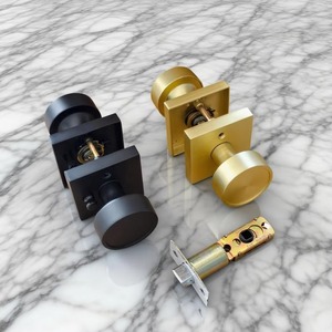 Pomo de Puerta con Acabado Dorado Premium con Placa Trasera Cuadrada, Manija Elegante y Duradera para Puerta Interior de Dormitorio u Oficina - Product Image 4