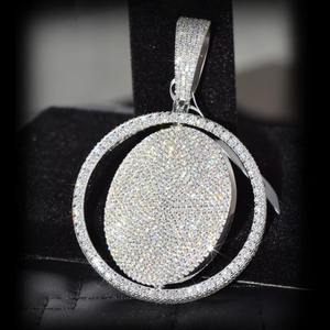 Luxury Iced Out Round Moissanite <b>Disc</b> Pendant VVS1 Cute <b>Gold</b> Plated Christian Jewelry - Product Image 3