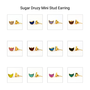 Druzy Gemstone Stud Pendiente Joyería Estilo De Luna Minimalista Natural Sugar Druzy Gemstone Electroplated Pendiente Lote Suministro Joyería - Product Image 6