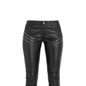 Meilleur style de pantalon en cuir pour femmes Meilleur vendeur Pantalon en cuir à jambe droite pour femmes de taille adulte à vendre - Product Image 2
