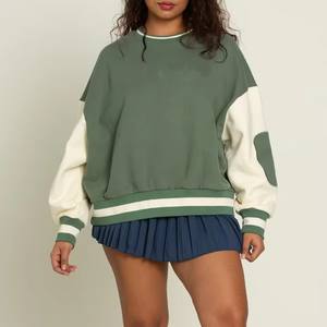 Sudadera de Moda para Mujer, Estilo Urbano, Cuello Redondo, Lavado Ácido, Hombros Caídos, Talla Grande - Product Image 3