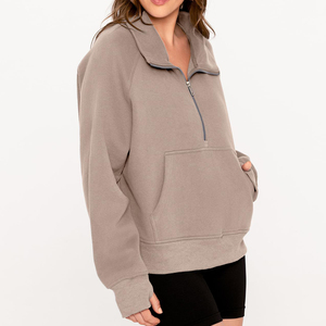 Venta caliente sudadera con media cremallera para mujer 100% Material de algodón pulóver estilo Streetwear Impresión de logotipo personalizado - Product Image 5