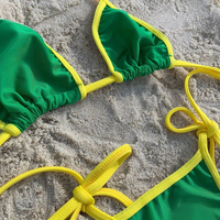 3-piece bikini seti seksi tanga bikini seti bebek yeşil üst giyim brezilyalı mayo mayo yay bikini seti kadınlar için