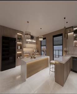 Meubles de cuisine modernes de luxe sur mesure en marbre électrique écologique stratifié pour appartement, vente en gros directe d'usine, modulaires de haute qualité - Product Image 3