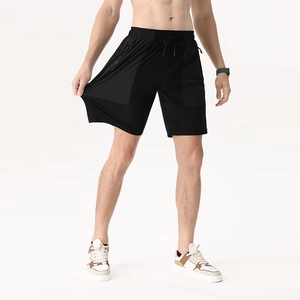 Short de course pour hommes Poches pour téléphone Logo personnalisé Vêtements actifs Motif solide Service OEM Design classique Teint uni Technique tricoté - Product Image 2