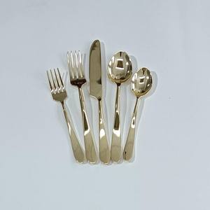 Handmade Forged Slim Round End Handle Stainless Steel Wedding <b>Cutlery</b> <b>Gold</b> PVD Plated <b>Cutlery</b> Spoon and Fork <b>Set</b> - Product Image 4