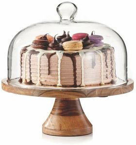 Modern Design Wood <b>Cake</b> Stand with Glass Lid Wholesale Manufacturer Custom Made Wooden <b>Cake</b> <b>Server</b> Stand with Glass Dome - Product Image 6