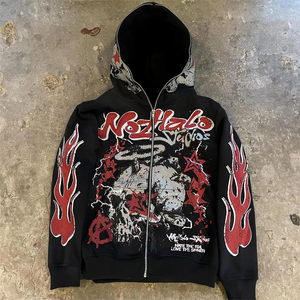 Sweat à capuche zippé en pierre de haute qualité en détresse soleil fané soleil délavé hommes personnalisé 100% coton pull surdimensionné sweat à capuche zippé pour homme - Product Image 2