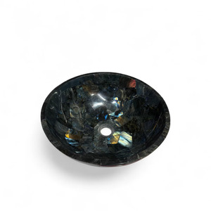 Évier en pierre de labradorite ronde, lavabo en marbre complexe, évier de comptoir moderne, décoration intérieure de salle de bain et de spa - Product Image 5