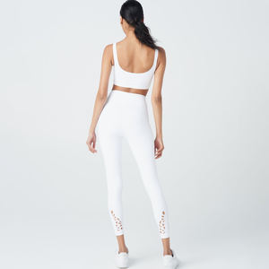 2024 2Piece Sets High Waist Workout Crop Top Women 2 Piece Gym Sets High <b>Back</b> One Shoulder Sports Bra Ribbed Seamless Yoga Set - Product Image 2