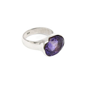 Solide 925 Sterling Silver Naturel Violet Améthyste Gemme Forme Ovale Bague Chic Bijoux Faits À La Main Direct Usine Prix Exportateur - Product Image 1