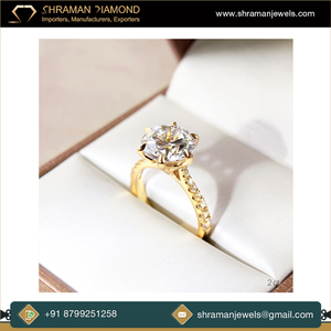 Fine bague de mariage en or massif 14 carats à la mode réglage à quatre griffes pour les cadeaux de proposition d'anniversaire de fiançailles des femmes avec diamant - Product Image 3