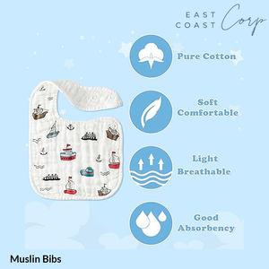 <b>Muslin</b> Cotton <b>Baby</b> Bibs Summer Infants Drool Bib Soft Absorbent Adjustable Burp <b>Cloths</b> Feeding <b>Cloth</b> for Newborns Girls Boys - Product Image 2