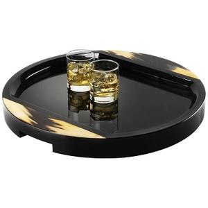 Utensilios de cocina decorativos Cuerno real Cuerno redondo Bandeja para servir Mesa Decorar Cuerno Bandeja para servir comida con pulido brillante para la venta - Product Image 1