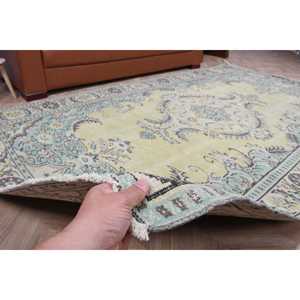 Alfombra Vintage Grande de 5.6x9.5 pies (171x289 cm), Alfombra Turca Azul con Diseño Floral - Product Image 4