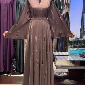 Nouvelle Abaya Musulmane Traditionnelle Noire de Dubaï 2025, Magnifique, Perlée à la Main, en Polyester, Vêtements du Golfe - Product Image 5